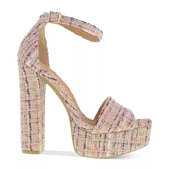 Chinese Laundry Platform Tweed Ankle Strap Sandal Size 10 - Picture 1 of 10